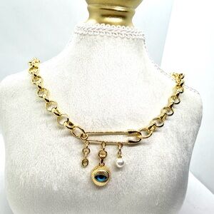 Gold Chain Necklace with Eye Pendant